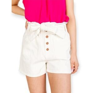 NWT BLANK NYC Twill Paperbag Shorts SIZE M Far Away White High Rise Belted NEW